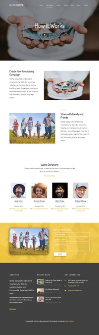 givehope mini website template desktop screenshot