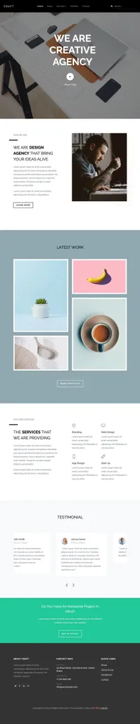 craft mini website template desktop screenshot
