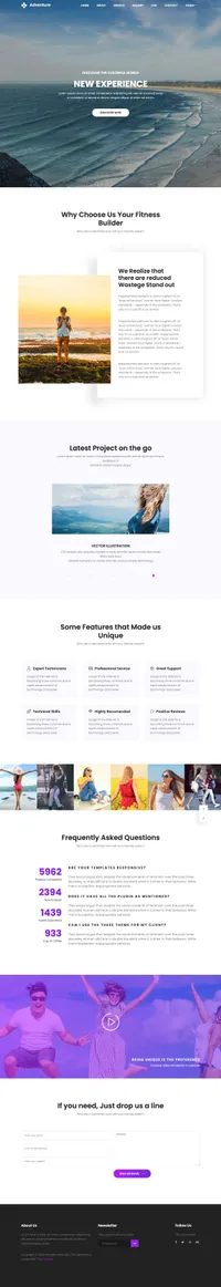 adventure mini website template desktop screenshot