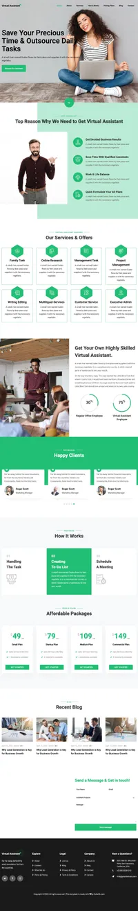 virtualassistant mini website template desktop screenshot