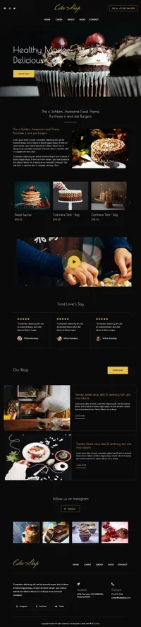 cakeshop mini website template desktop screenshot