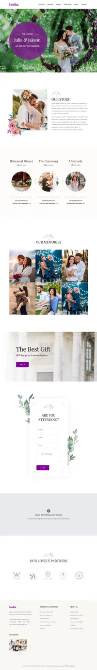 invits mini website template desktop screenshot