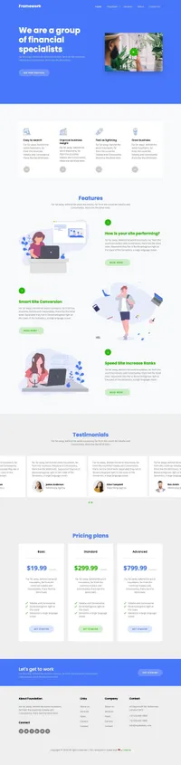 framework mini website template desktop screenshot