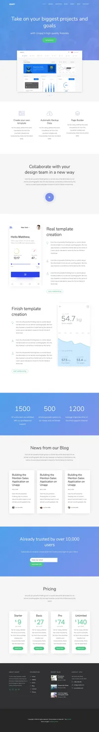 unapp mini website template desktop screenshot