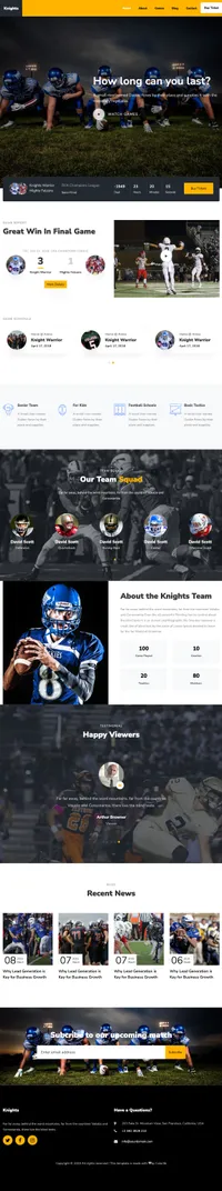 knights mini website template desktop screenshot