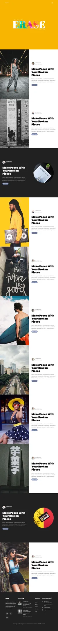 erase mini website template desktop screenshot