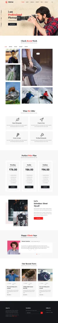 pentax mini website template desktop screenshot