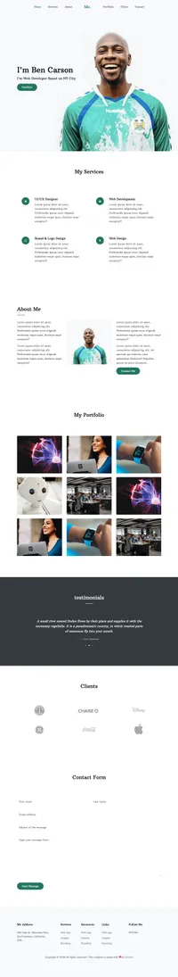 me mini website template desktop screenshot