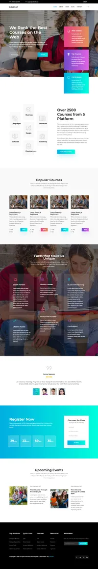 edusmart mini website template desktop screenshot