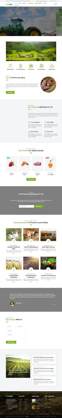 farmie mini website template desktop screenshot