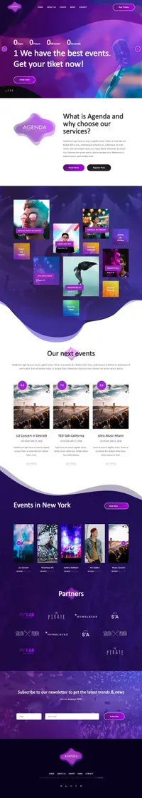 agenda mini website template desktop screenshot