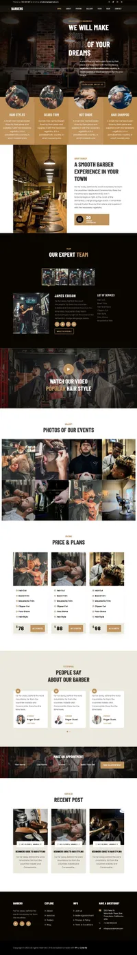 barbero mini website template desktop screenshot