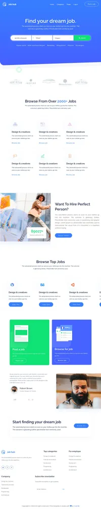 jobhub mini website template desktop screenshot