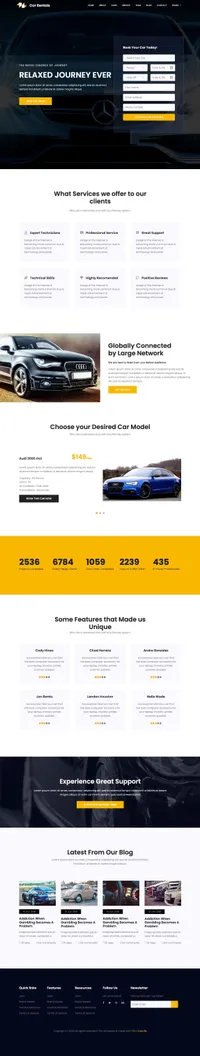 car-rental mini website template desktop screenshot