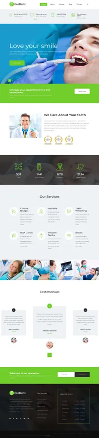 prodent mini website template desktop screenshot