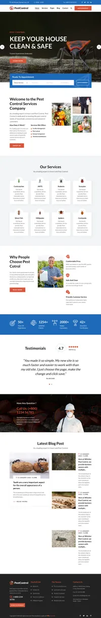 pestcontrol mini website template desktop screenshot
