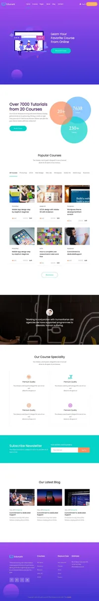 edumark mini website template desktop screenshot