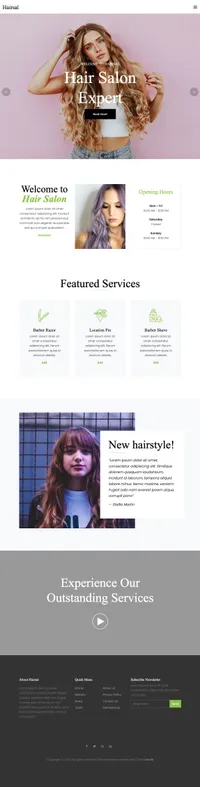 hairsal mini website template desktop screenshot