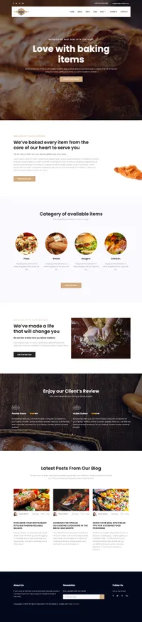 bakery mini website template desktop screenshot