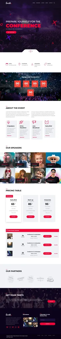 evento mini website template desktop screenshot