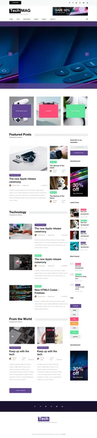 techmag mini website template desktop screenshot
