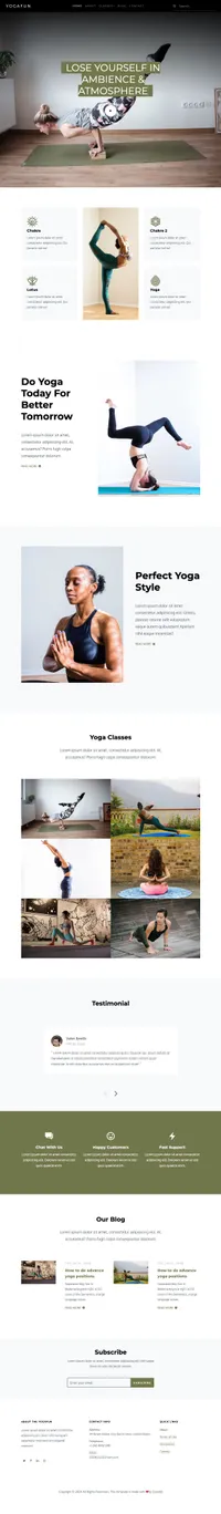 yogafun mini website template desktop screenshot