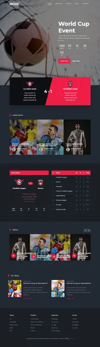 soccer mini website template desktop screenshot