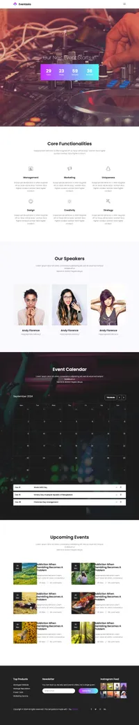 eventasia mini website template desktop screenshot