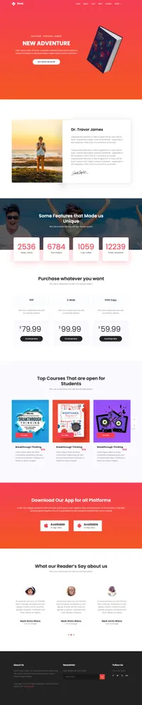 book mini website template desktop screenshot