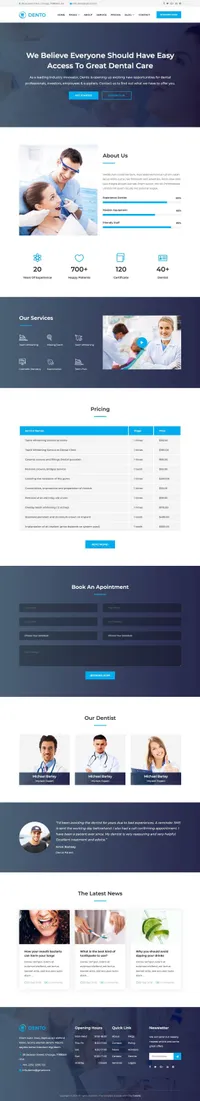 dento mini website template desktop screenshot