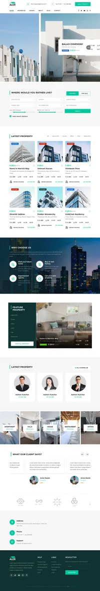 aler mini website template desktop screenshot