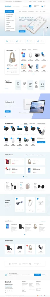 onetech mini website template desktop screenshot