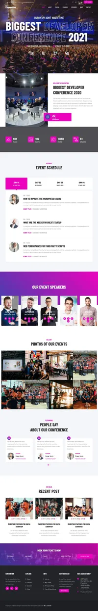 convention mini website template desktop screenshot