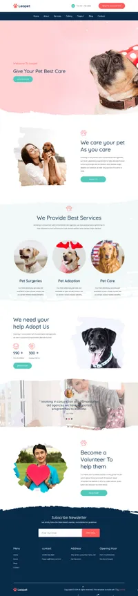 leopet mini website template desktop screenshot