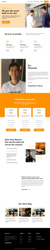 thestartup mini website template desktop screenshot