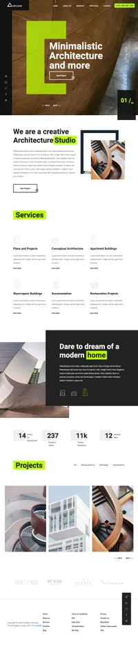 arcade mini website template desktop screenshot