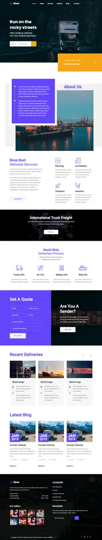 boxe mini website template desktop screenshot