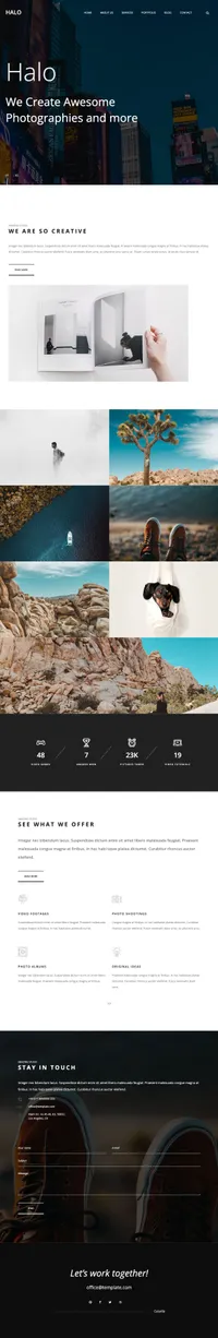 halo mini website template desktop screenshot