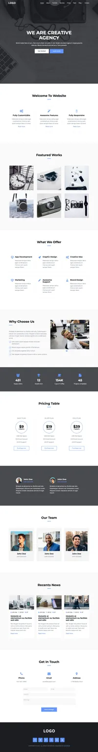 creative-agency mini website template desktop screenshot