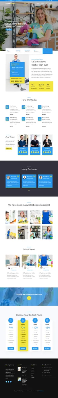 cleaning-company mini website template desktop screenshot