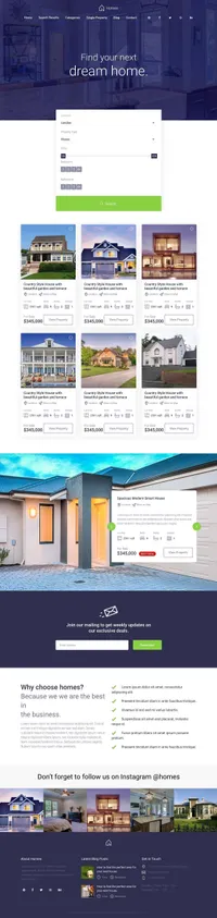 homes mini website template desktop screenshot