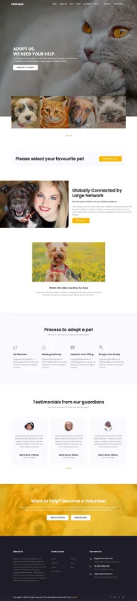 animal-shelter mini website template desktop screenshot