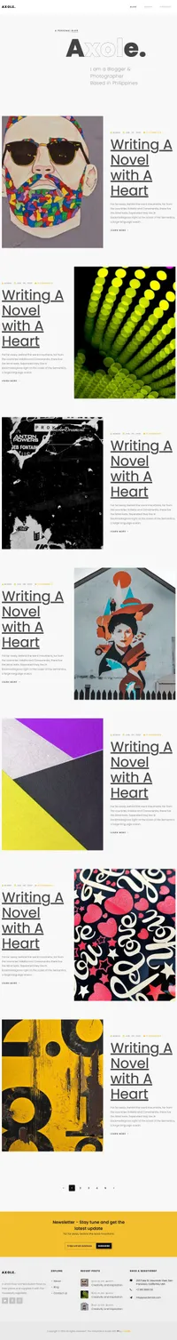 axole mini website template desktop screenshot