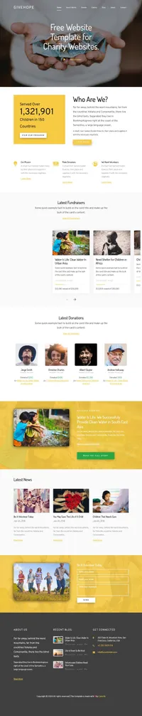 givehope mini website template desktop screenshot