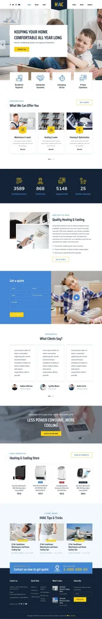 hvacompany mini website template desktop screenshot