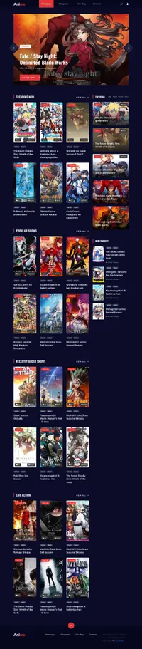 anime mini website template desktop screenshot