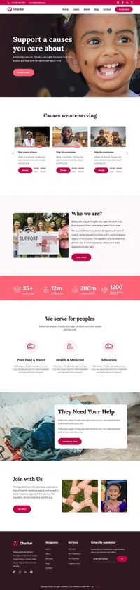 chariter mini website template desktop screenshot