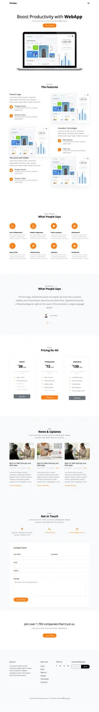webapp mini website template desktop screenshot
