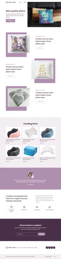pillow-mart mini website template desktop screenshot