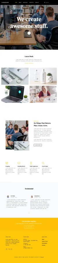 cardboard mini website template desktop screenshot